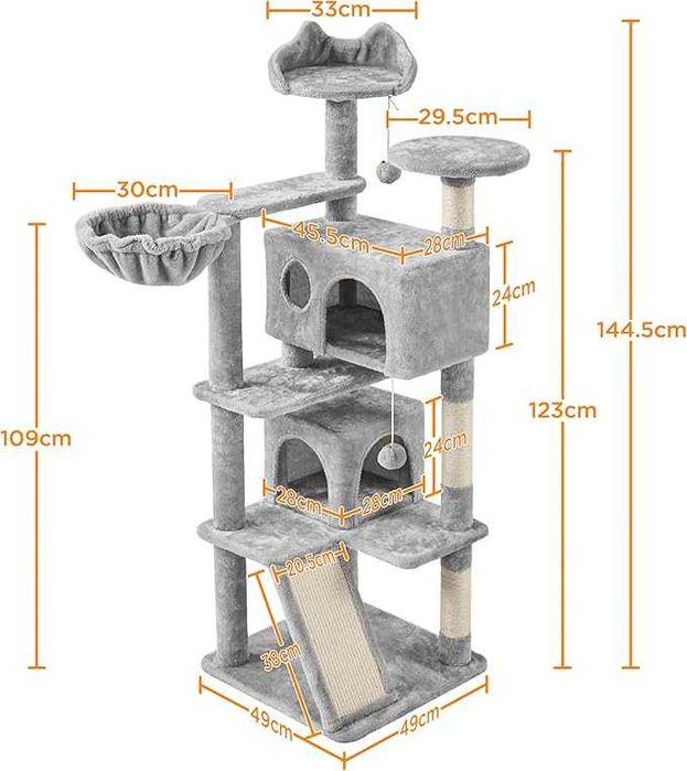 Ansamblu joaca pisici cu 2 casute si platforme |S 592956 Light Gray