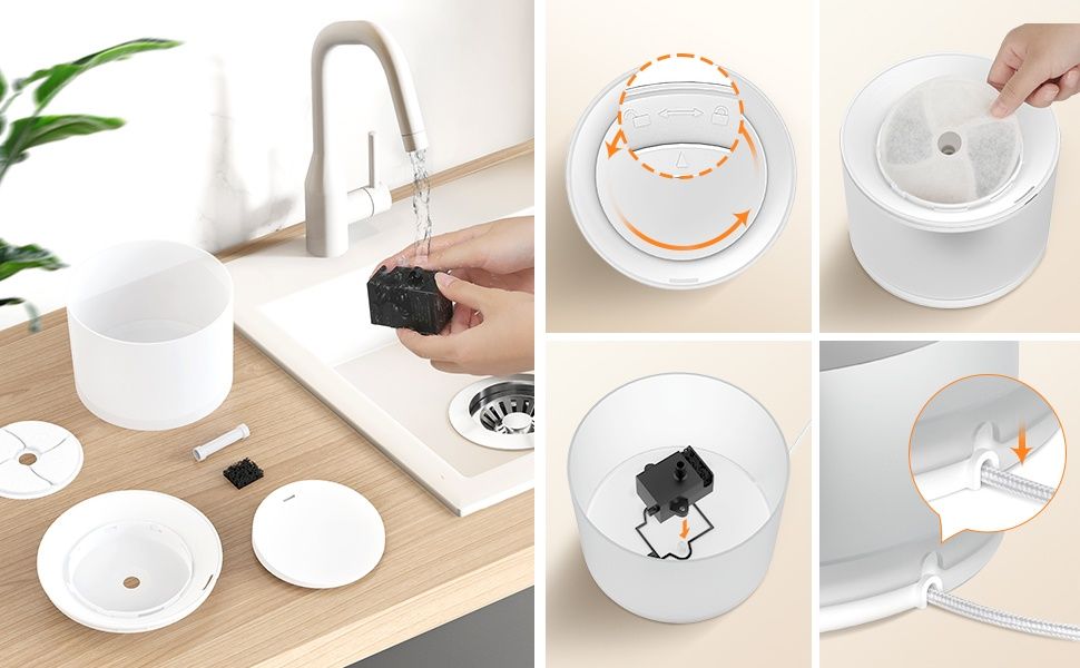 Автоматичен фонтан за вода за котки с безжична помпа, 2.2 литра