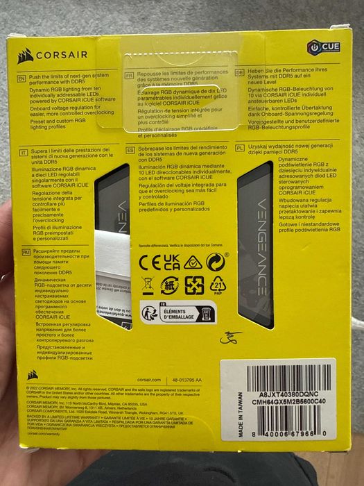 Memorie RAM DDR5, 64GB, RGB, 5600MHz,  Corsair Vengeance