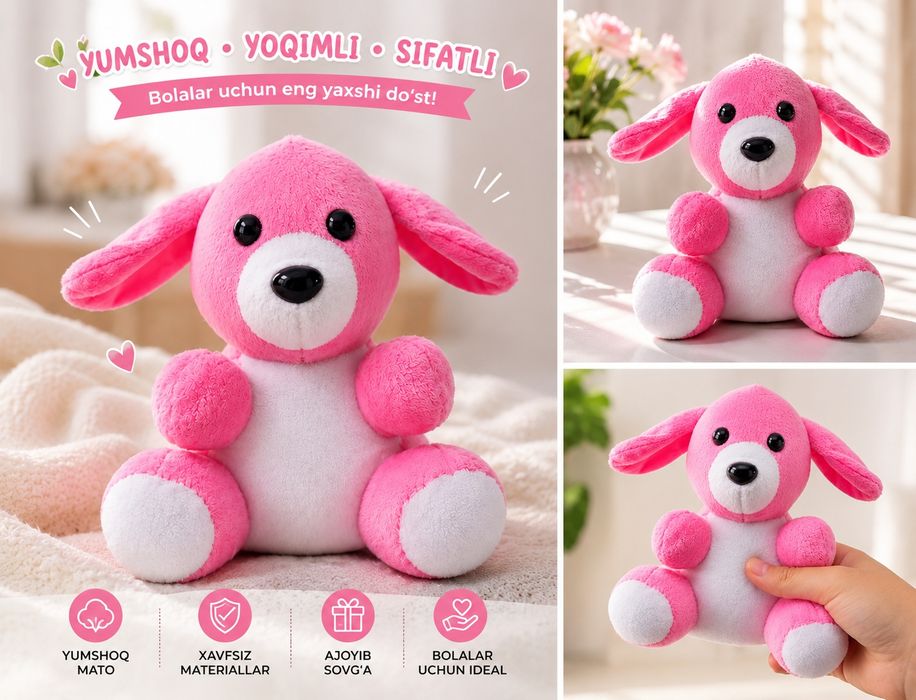 Yumshoq va yoqimtoy quyoncha — Farzandingiz uchun eng shirin do‘st!