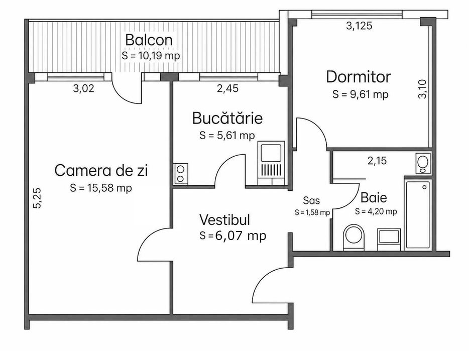Proprietar - Vând apartament 2 camere decomandat
