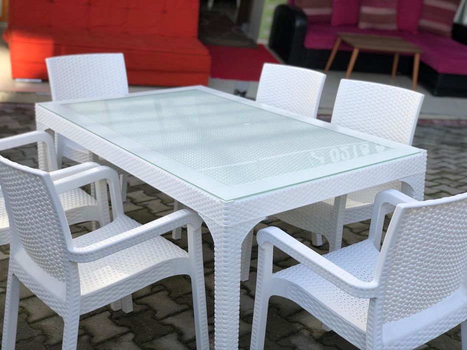 Много здрав и Красив градински комплект 6 стола и голяма маса 90/150