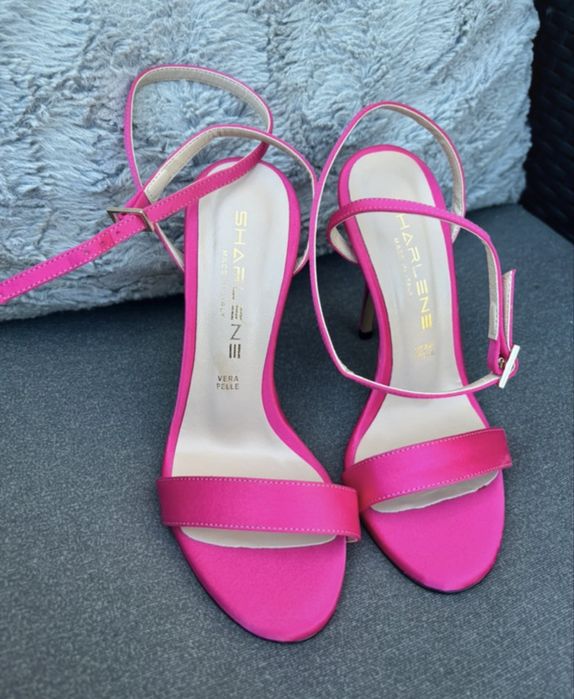 Sandale combinatie din piele cu satin