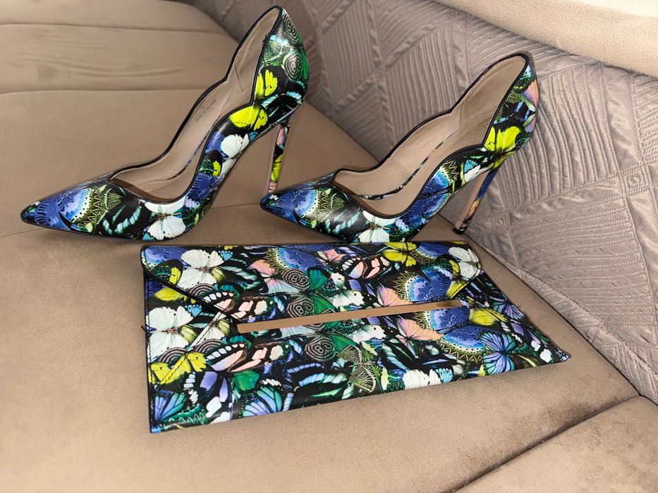 Обувки на висок ток + клъч чанта