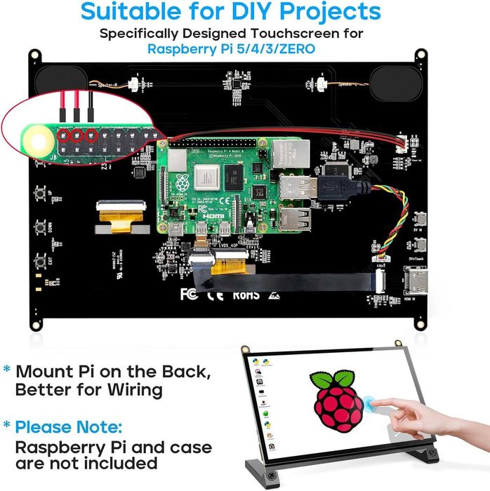 Тъчскрийн монитор ROADOM 25.7 см Raspberry Pi