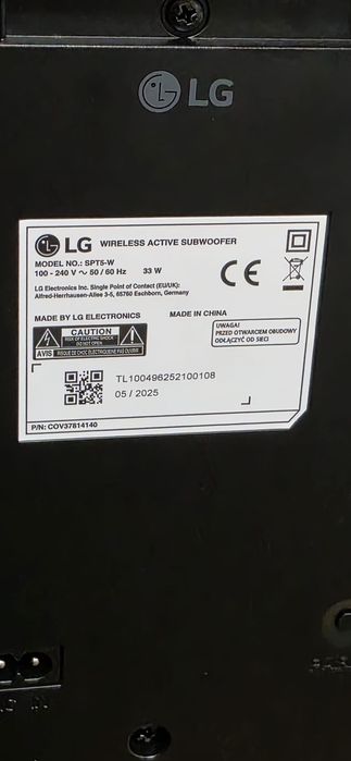 Vand  soundbar LG nou