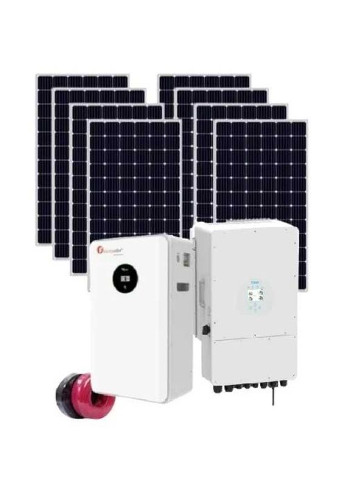 Автономна соларна система 12 kW + инвертор Deye 12 kw + 16 kwh литиева батерия - Монофазна