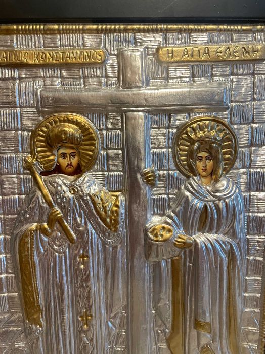 icoana arginatata icoana veche sfinti constatin si elena icoana  30x40