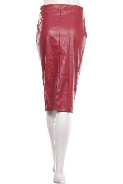 Нова дълга червена кожена пола тип "молив" "Asos" / "Асос", размер S