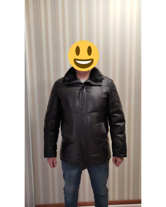 Продам кожаный пуховик