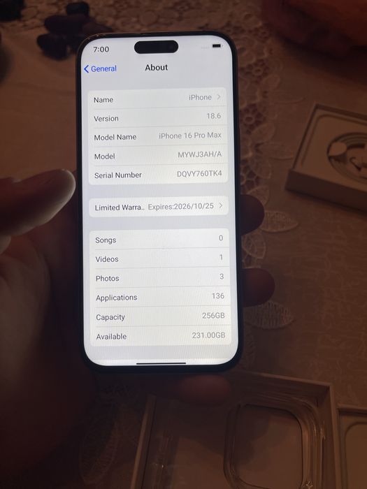 Apple 16 pro max 256 gb