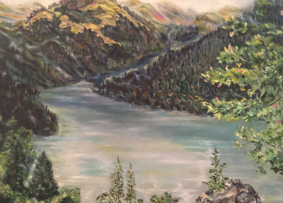 Картина "Горная река". МАСЛО.