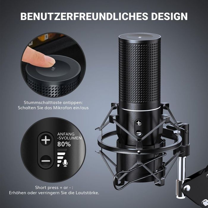 Microfon USB pentru Jocuri Kit Podcast Model Cardioid – Q9