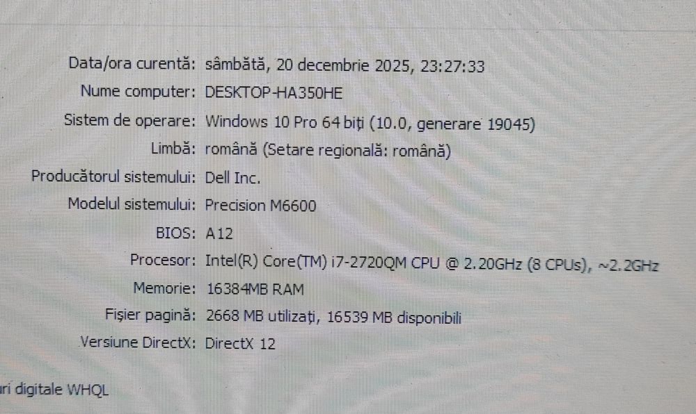 Dell Precision M6600 i7 2720QM, 16 GB RAM, Quadro 3000M, SSD 128 GB