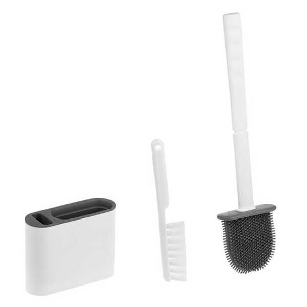 Комплект четки за тоалетна чиния Mercado Trade, Пластмаса, Бял