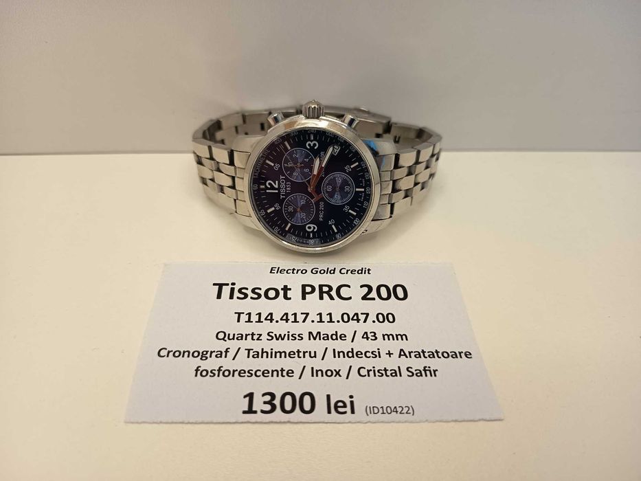 Ceas Tissot PRC 200 Cronograf/Tahimetru/ETA G10.212 Quartz Swiss Made/43mm/Cristal Safir/Inox/Cadran albastru ID10422