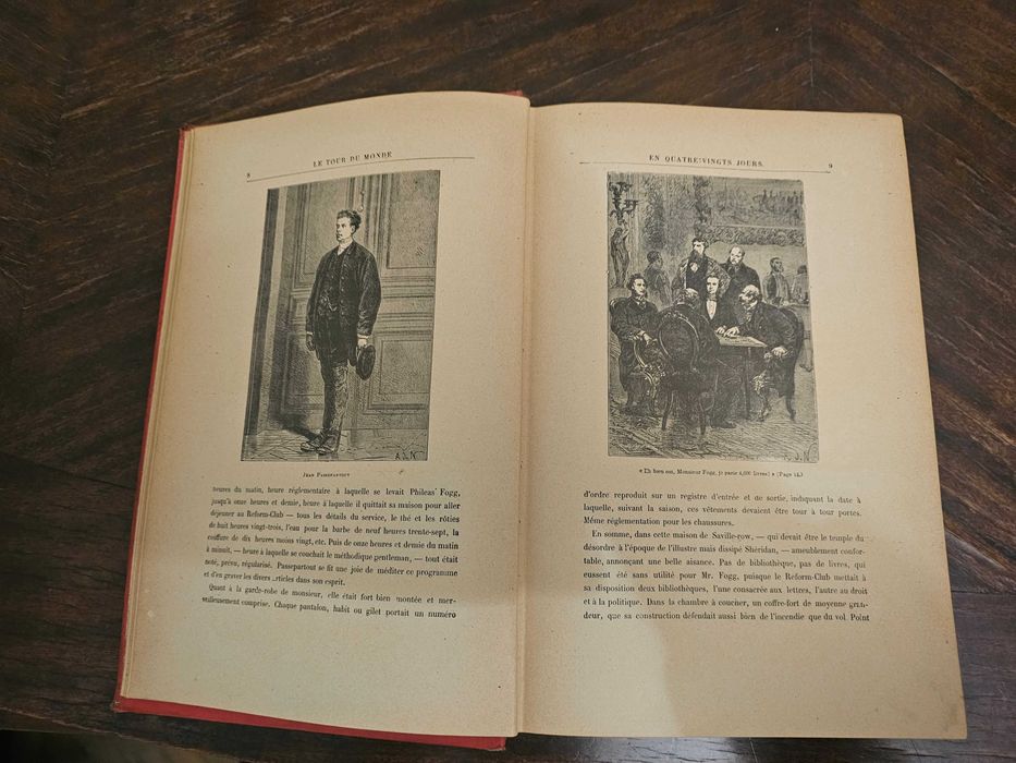 1925 Jules Verne – Ocolul Pământului în 80 de zile – ediție franceză Hachette, ilustrată, copertă cartonată (hardcover)
