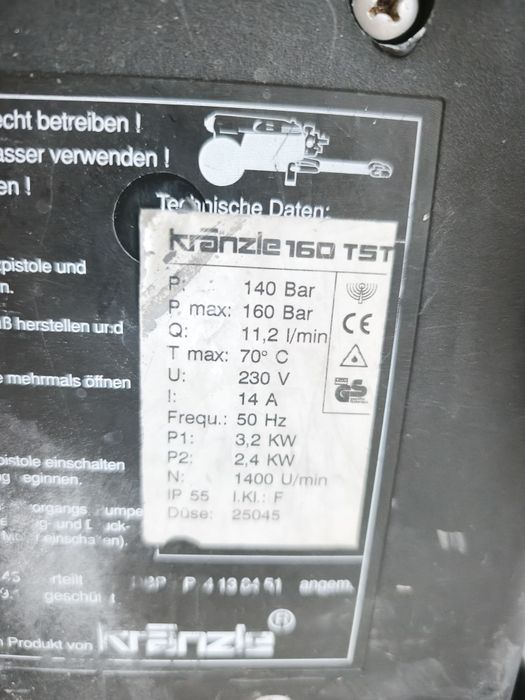 Aparat de spălat cu presiune Kranzle K 160 TST