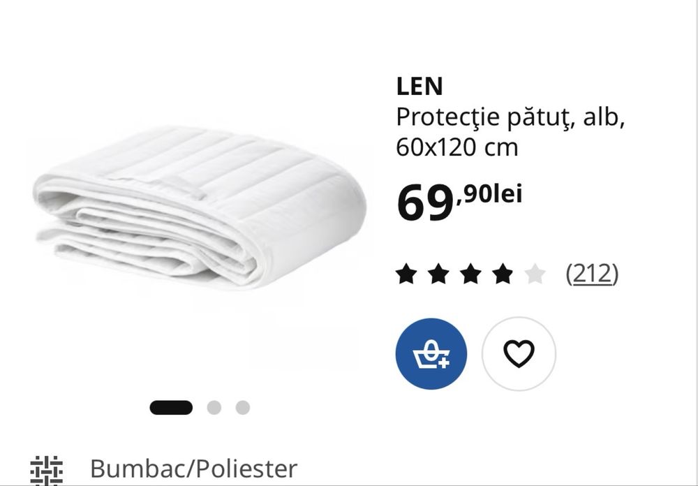 LEN Protecţie pătuţ, alb, 60x120 cm. Nou. Sigilat