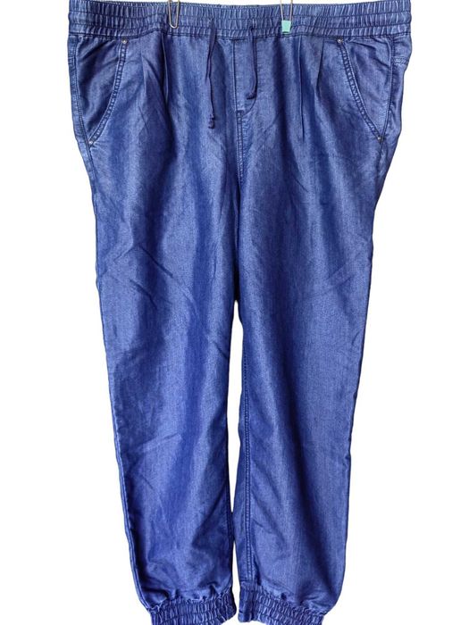 Дамски панталон от деним с връзки, Тъмносин, 96x51 см, 44