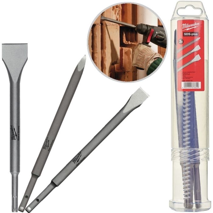 Шило, секач и лопатка в кутия Milwaukee SDS-plus 250 мм