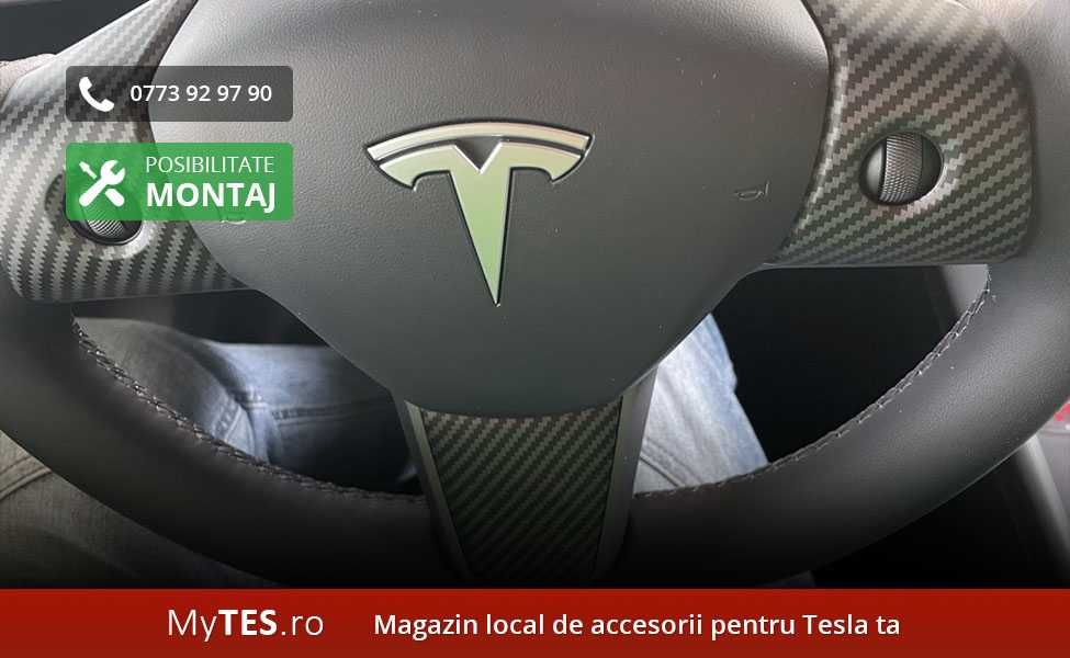 Ornamente spite volan textura fibra carbon - Tesla Model 3 / Y