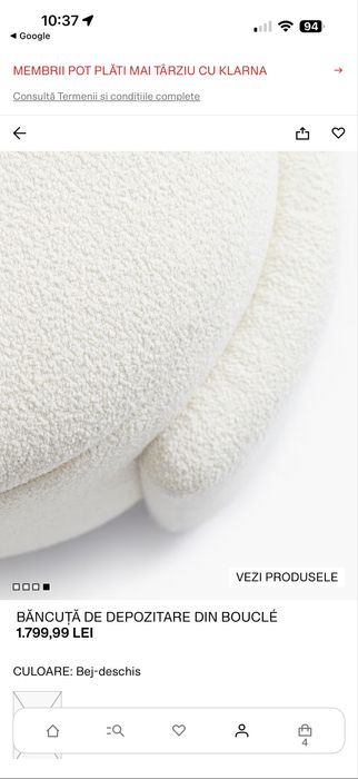 Banchetă bouclé cu sistem de depozitare – H&M Home