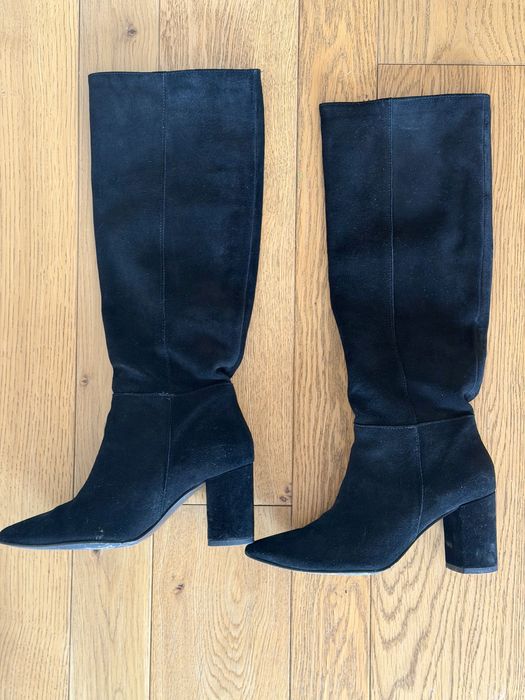 Черни ботуши естествен велур 37 номер