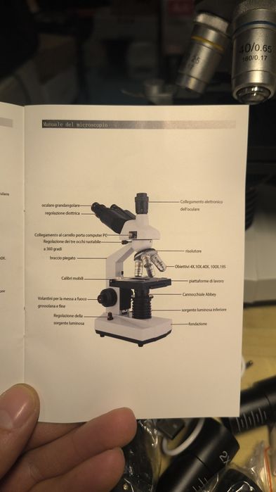 Тринокулярен оптичен микроскоп, професионален научен микроскоп с увели