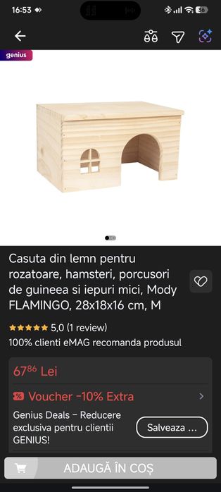 Casuta din lemn pentru rozatoare, hamsteri, porcusori de guineea si ie