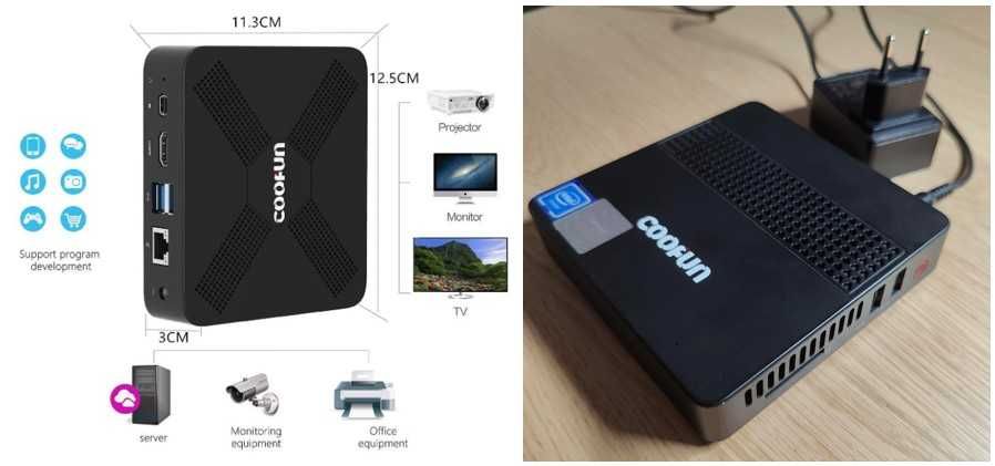 Mini PC Coofun J34, Intel Apollo Lake J3455, 8 Gb DDR4, SSD 128 Gb