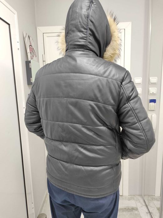 ЧЕРЕН ПЕТЪК -50% !!! Кожено есенно-зимно яке с качулка, размер XXL