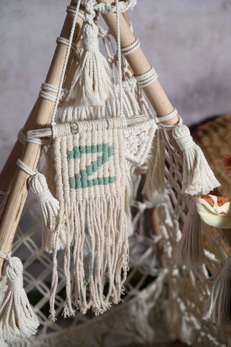 цифри 1 и 2 за фотосесия макраме пано декорация