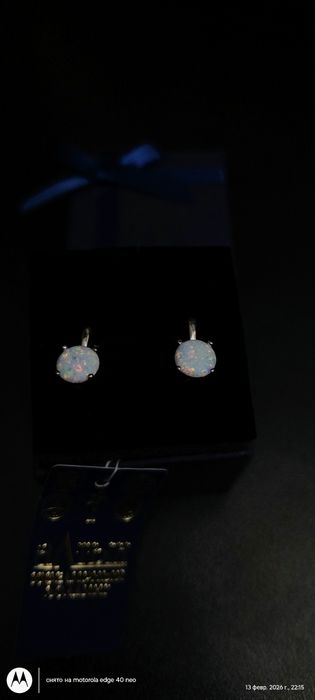 Сережки серебро английский