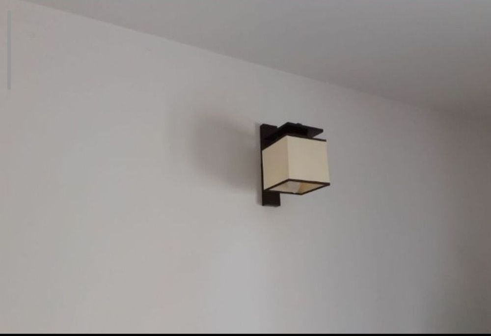 aplica dormitor hol birou bec soclu E14 Corp iluminat lemn si panza