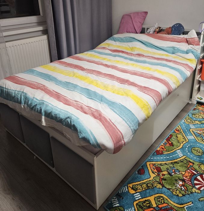 Pat 120x200 cu somiera rabatabila si saltea