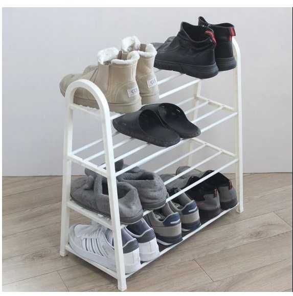 Етажерка за обувки, бяла, 4 рафта, 61см