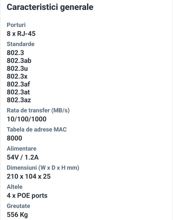 Switch Linksys LGS108P-EU, 8-Port Gigabit folosit foarte puțin!