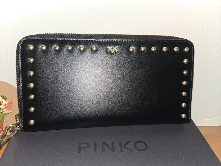 Portofel dama xxl PINKO, piele, negru, Nou