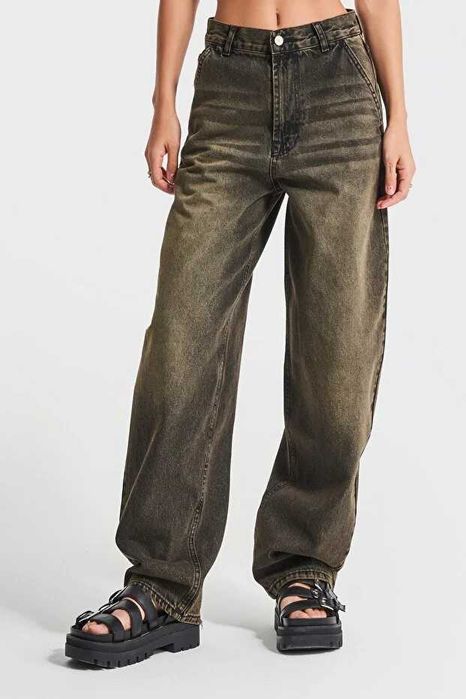 Женские хаки джинсы Skater с высокой посадкой