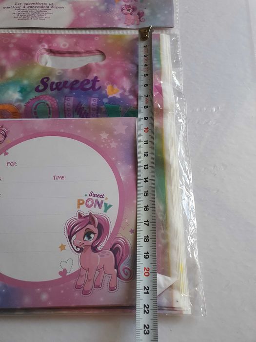 Set petrecere pungute+invitatii cu ponei