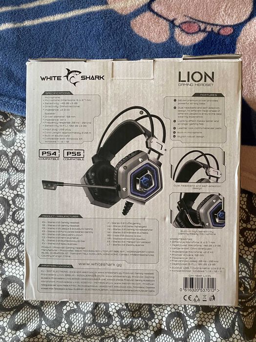 Гейминг слушалки White Shark - LION, сребристи/черни