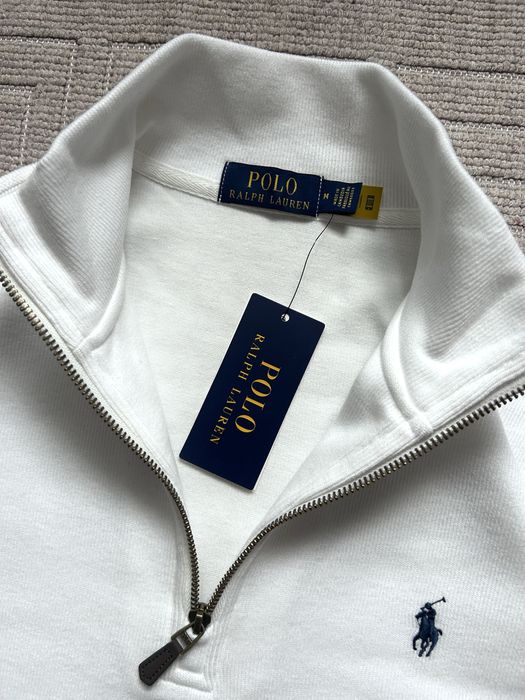 Polo Ralph Lauren Quarter Zip Alb – Mărimea M – Nou cu Etichetă