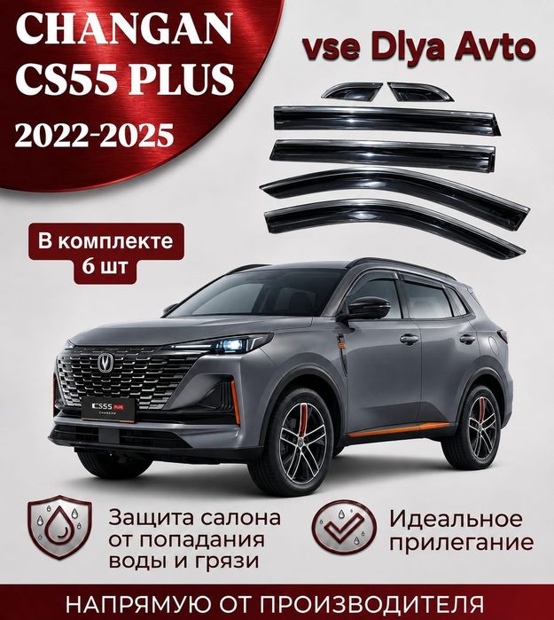Дефлекторы (ветровики) на окна Changan CS55 Plus