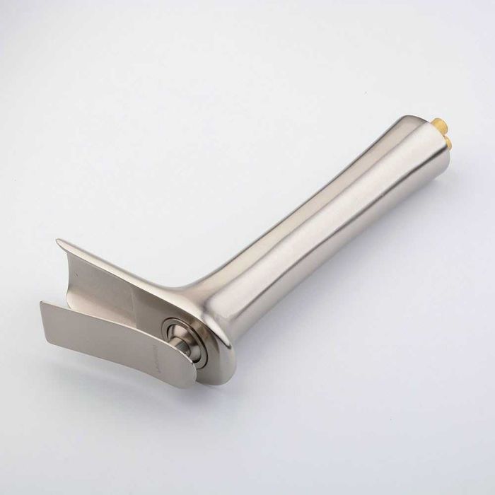 REDUS de la 420 RON, Baterie lavoar cu efect cascada, inaltime medie, Crom Mat (satin), CARTUS CERAMIC