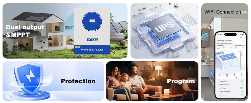 Invertor 11KW Hybrid EaSun baterii monofazic trifazic paralel offgrid