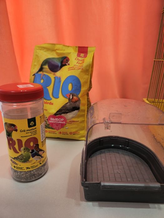 Птички амадины с клеткой