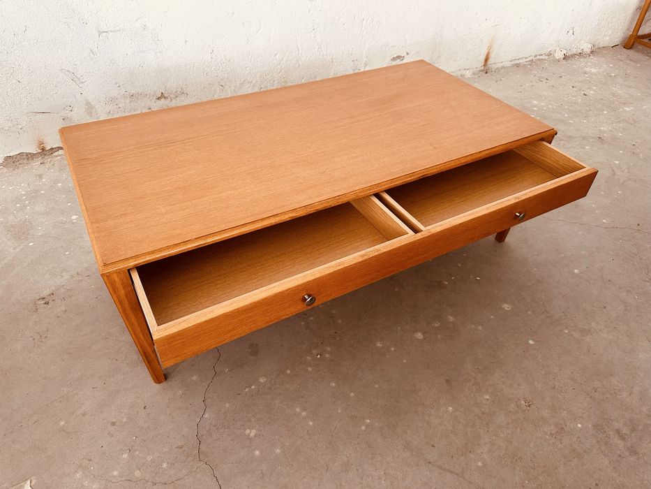 Винтидж шведска холна маса от тиков фурнир с чекмедже – Scandinavian Design