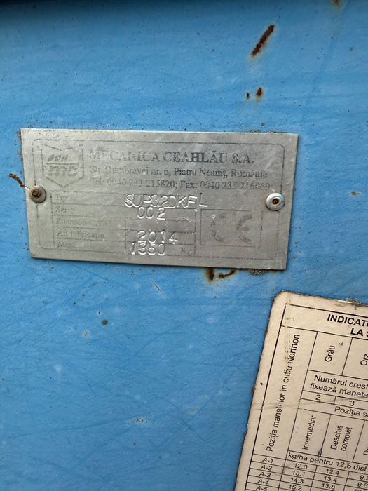 Vând Semănătoare păioase cu fertilizare Mecanica Ceahlau, an 2014