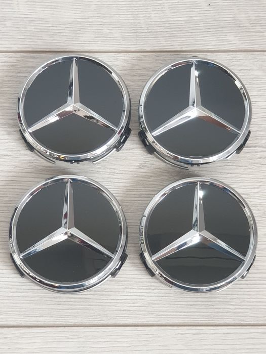 Set-4-Capace-Jante-Mercedes-Negre-C220-E220-CLS-CLA-GLA-GLC-GLE-Coupe